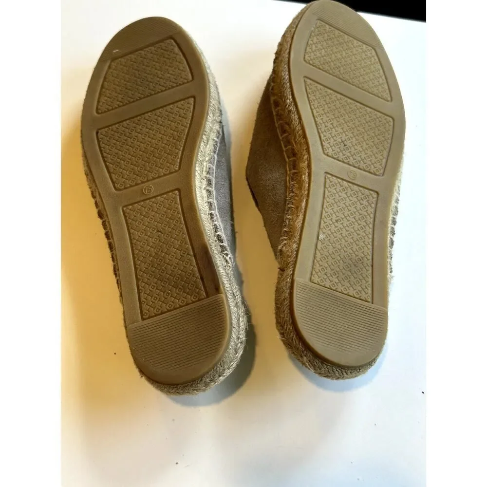 TORY BURCH Women's Max Suede Espadrille Mule Slides Taupe Size 7.5